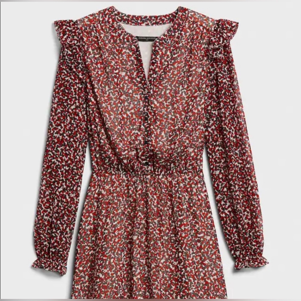 Banana Republic Ruffle Sleeve Fit & Flare Dress S